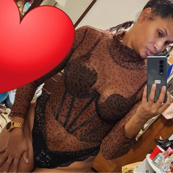 Sexy Sheer Leopard Mesh Contrast Lace High Neck Underbust Corset Teddy Bodysuit - Picture 11 of 13
